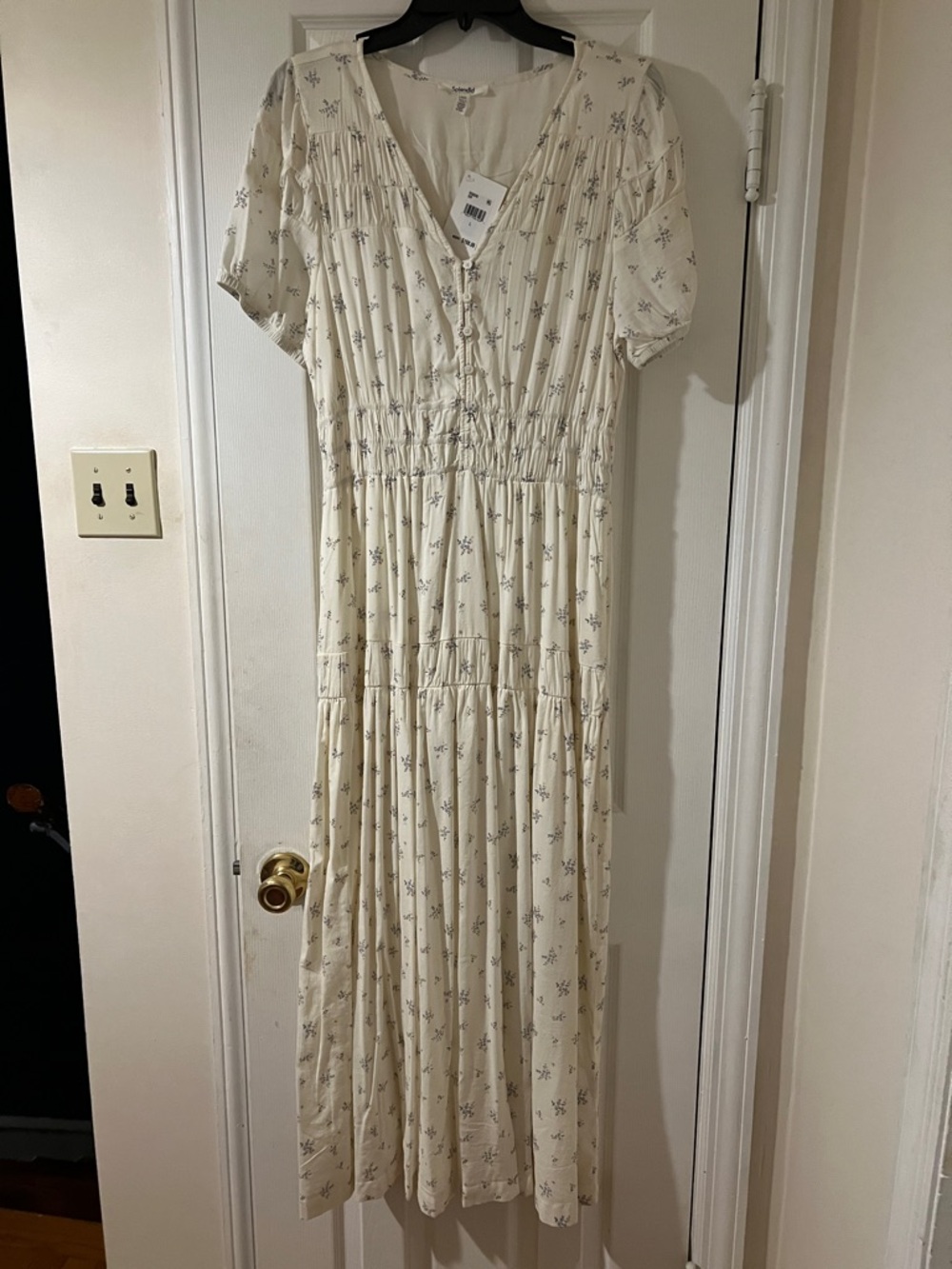 Splendid Iris Paisley Floral Maxi Dress in Antique Pearl NEW Sz L